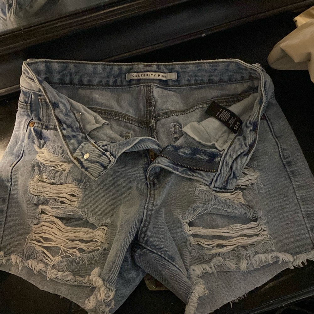 Blue jean cut off shorts